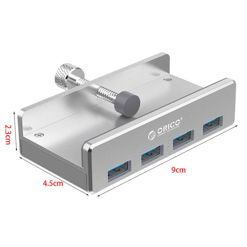 4 Port USB3.0 Clip-Type Aluminum Alloy Portable Super Speed Hub Station