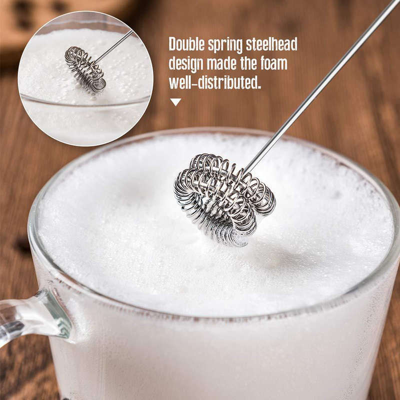 Electric Handheld Foam Maker & Drink Mixer with Double Spring
