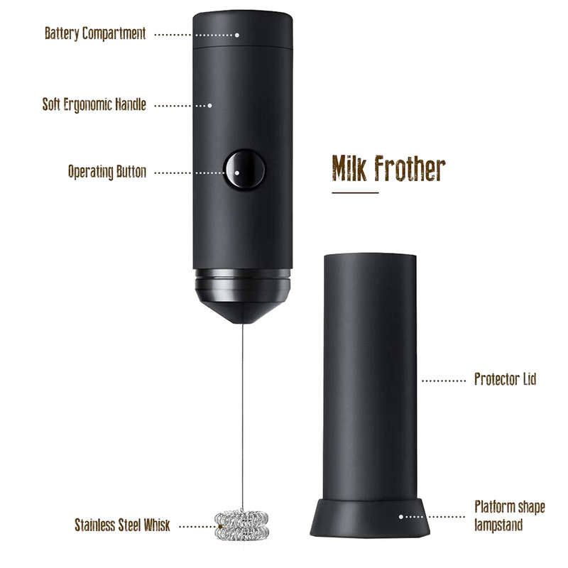 Electric Handheld Foam Maker & Drink Mixer with Double Spring