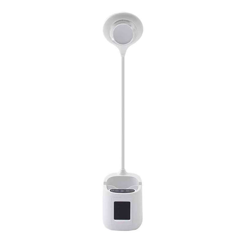 Dimmable LED Table Lamp With Clock & Pen Holder