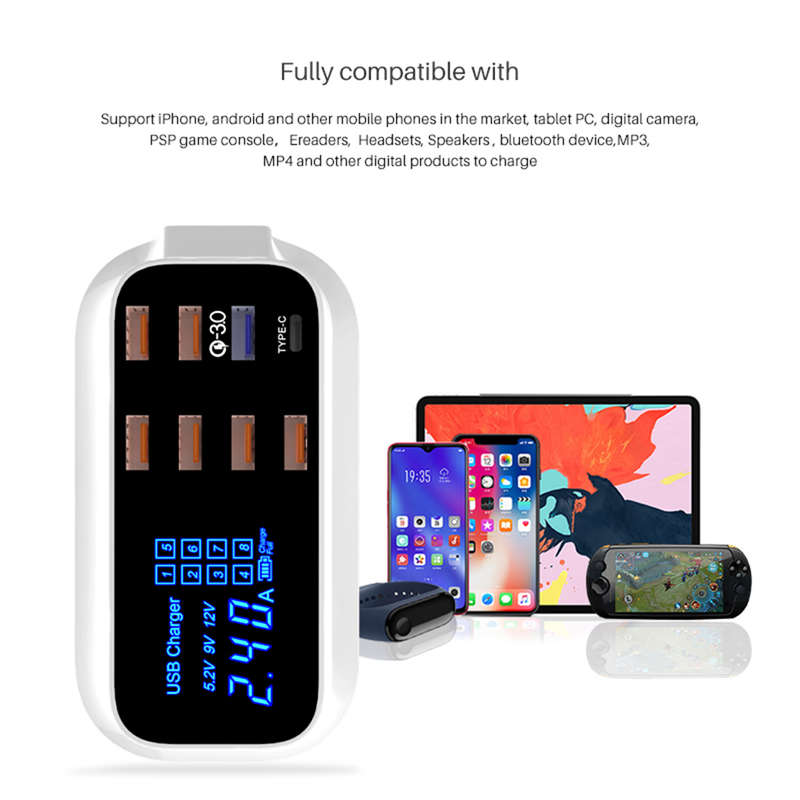 Home Travel Multi-Port USB Charging Station Quick Charger