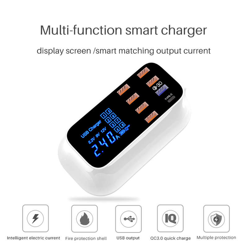 Home Travel Multi-Port USB Charging Station Quick Charger