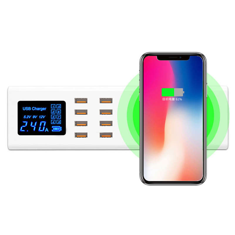 Multifunction 8 Port USB Wireless Charger Station With LCD Display