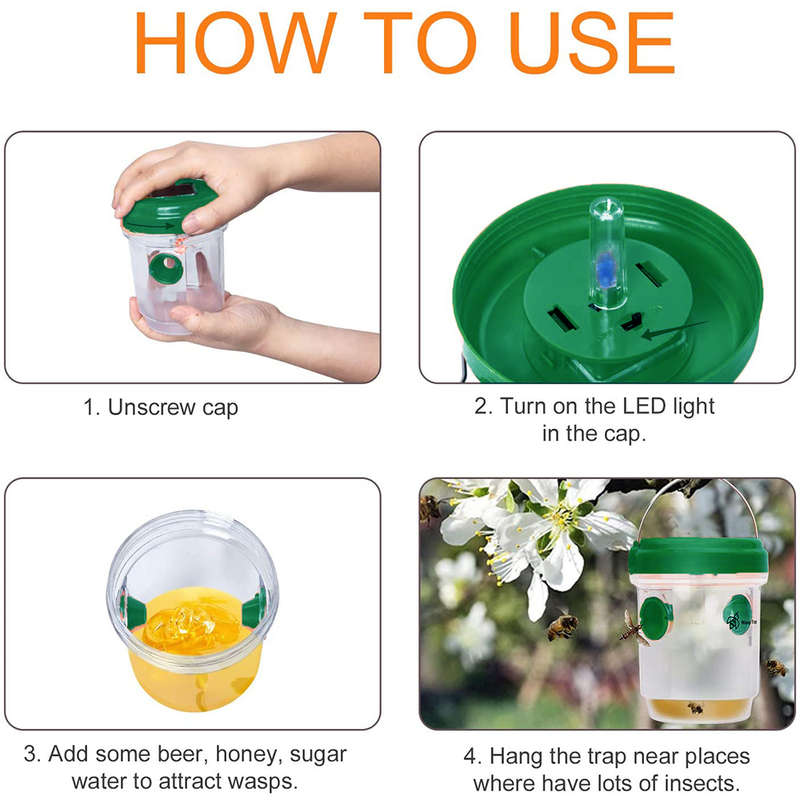Solar Wasp Traps Solar Powered Wasp Catcher Reusable Bee Catcher Outdoor