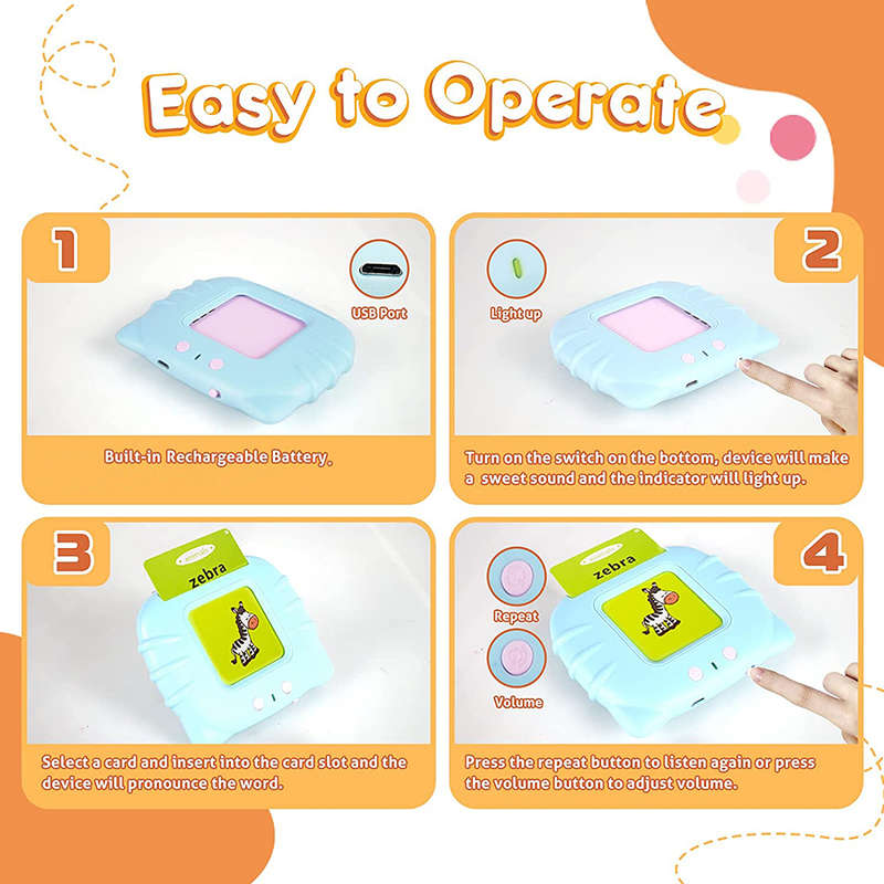 Cards Early Education Device Flash Cards Learning Toys-Blue