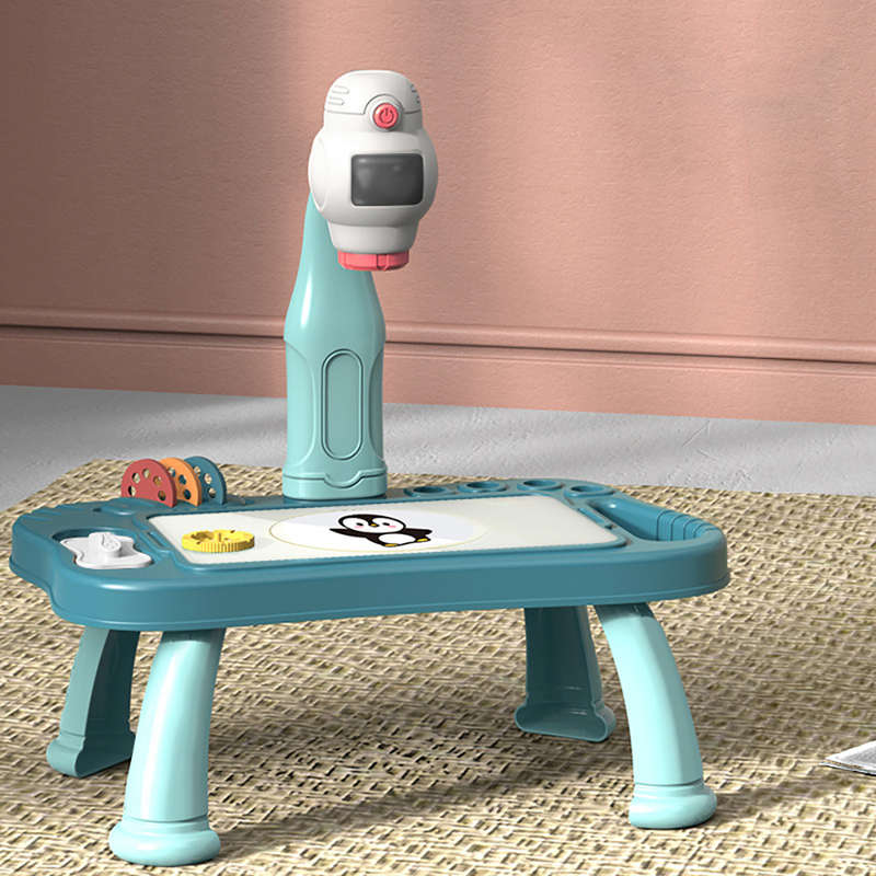Projector Toy Drawing Table Set Painting Table Set Children Gift-Blue