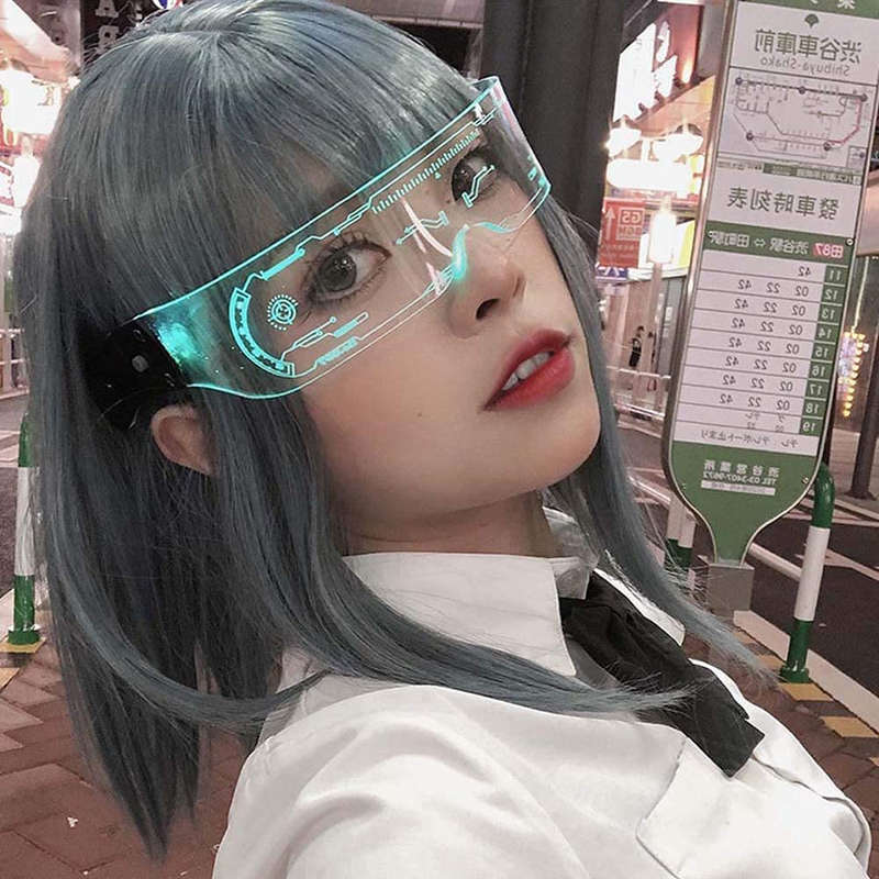 Cyberpunk LED Light Up Visor Glasses with 7 Colors and 5 Modes