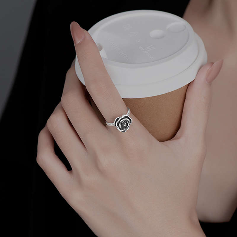Rose Flower Shape Self Defense Ring Adjustable Open Ring