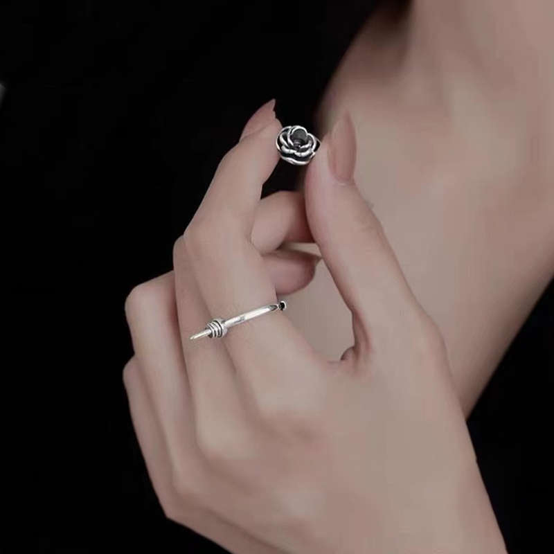 Rose Flower Shape Self Defense Ring Adjustable Open Ring