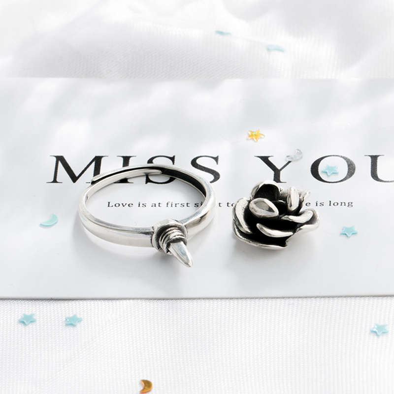 Rose Flower Shape Self Defense Ring Adjustable Open Ring