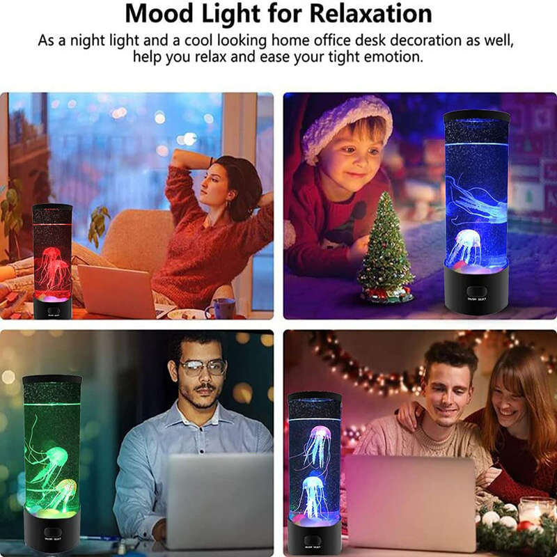 LED Jellyfish Lamp Real Jellyfish Aquarium Lamp Colorful Room Mood Light
