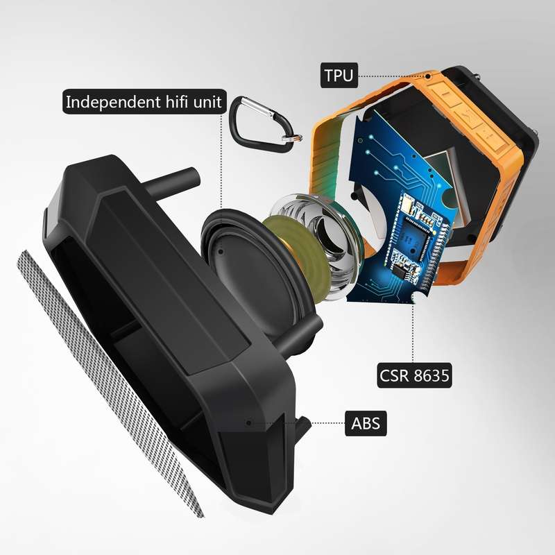 Portable Bluetooth Speaker, waterproof bluetooth 4.0 Speaker with IPX5 Waterproof Function and 12 Ho