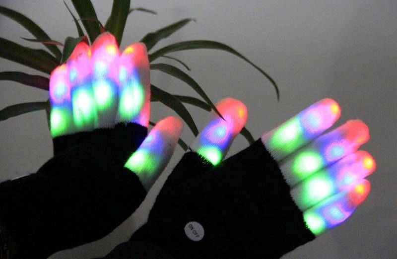 LED Colorful Flashing Finger Lighting Gloves for Light Show