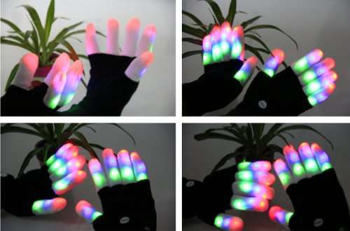 LED Colorful Flashing Finger Lighting Gloves for Light Show
