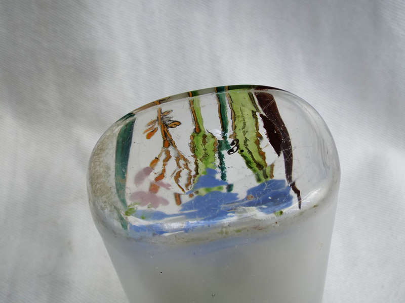 French  antique Art Nouveau enameled frosted glass vase. Circa 1890-1910. Ref No. GL/17