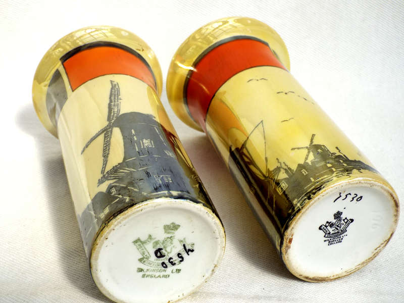 A pair of Art Nouveau Royal Staffordshire+Wilkinson cylinder vases 1907-1910 Ref. OR.52