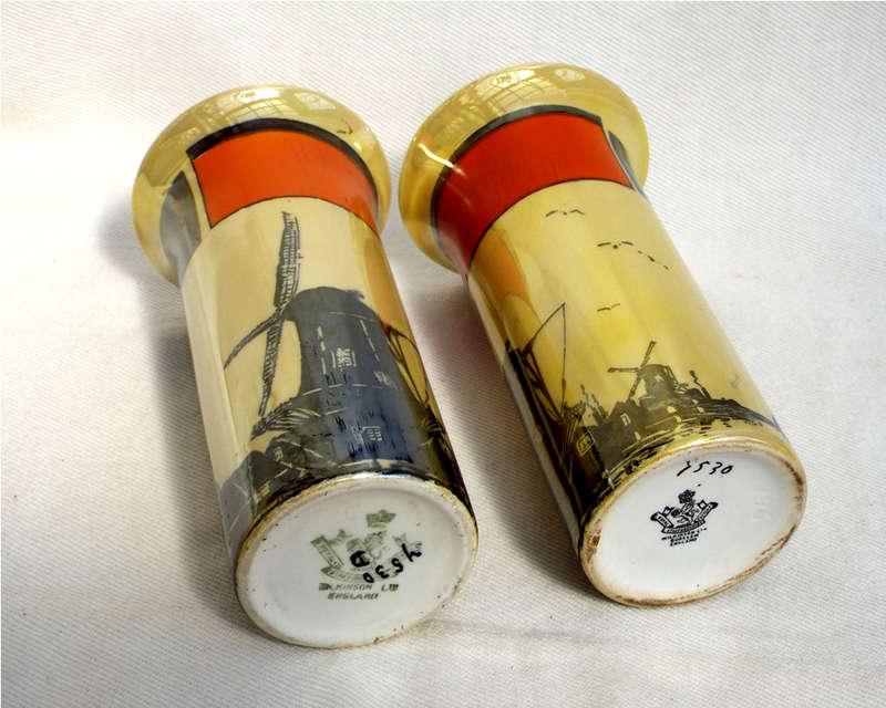 A pair of Art Nouveau Royal Staffordshire+Wilkinson cylinder vases 1907-1910 Ref. OR.52
