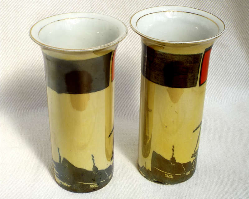 A pair of Art Nouveau Royal Staffordshire+Wilkinson cylinder vases 1907-1910 Ref. OR.52