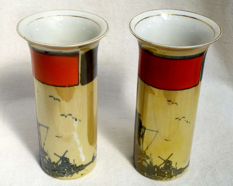 A pair of Art Nouveau Royal Staffordshire+Wilkinson cylinder vases 1907-1910 Ref. OR.52