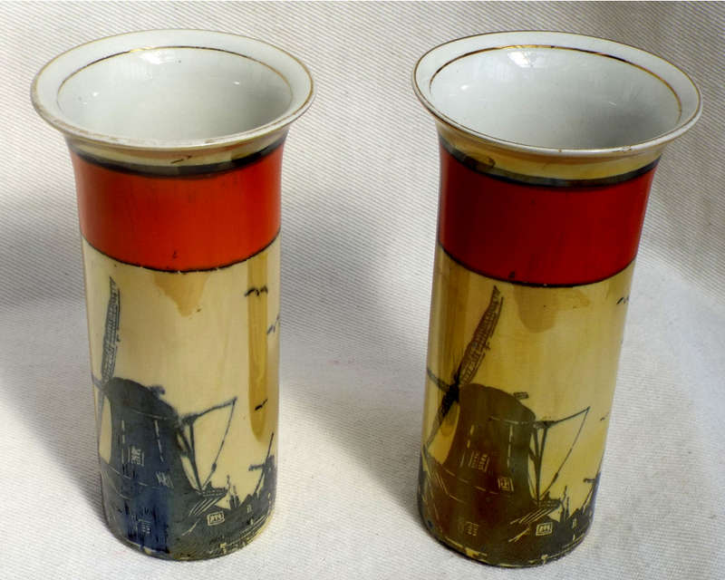 A pair of Art Nouveau Royal Staffordshire+Wilkinson cylinder vases 1907-1910 Ref. OR.52