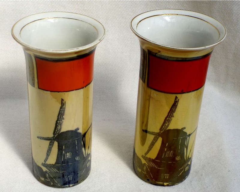 A pair of Art Nouveau Royal Staffordshire+Wilkinson cylinder vases 1907-1910 Ref. OR.52