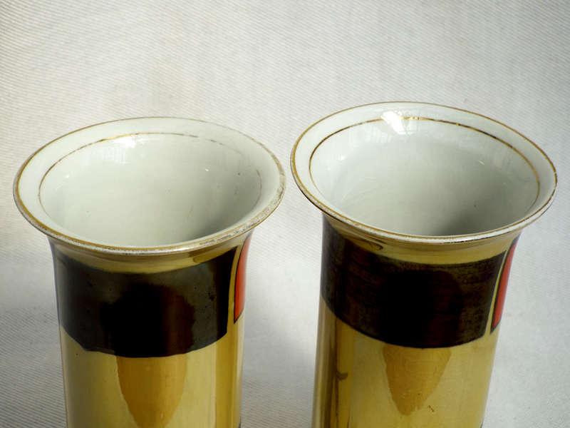 A pair of Art Nouveau Royal Staffordshire+Wilkinson cylinder vases 1907-1910 Ref. OR.52