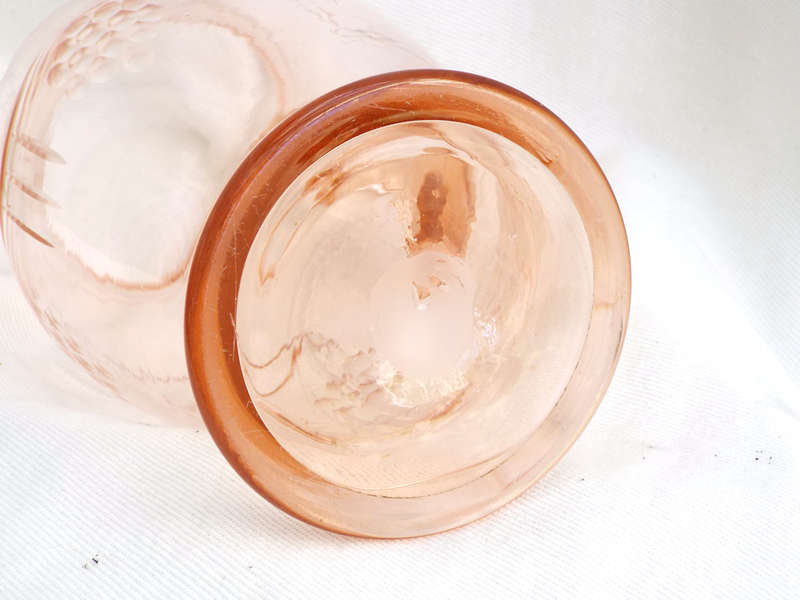 Hand-blown, engraved Pink Water Pitcher. Circa. Mid 1900s Ref, GL/15