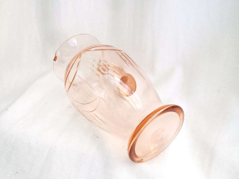 Hand-blown, engraved Pink Water Pitcher. Circa. Mid 1900s Ref, GL/15