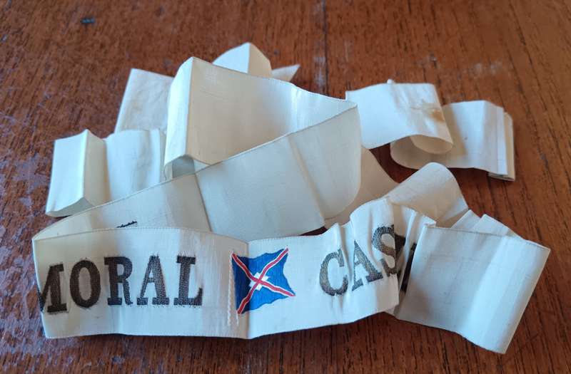 Balmoral Castle steamship tally ribbon (1910 to 1939)