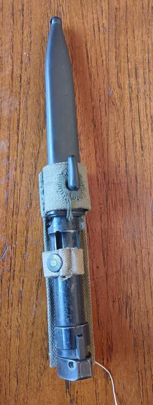 SADF R1 bayonet with plastic scabbard and webbing frog
