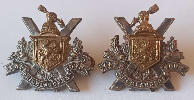 Cape Town Highlanders pair of bi-metal collar badges (CO230)