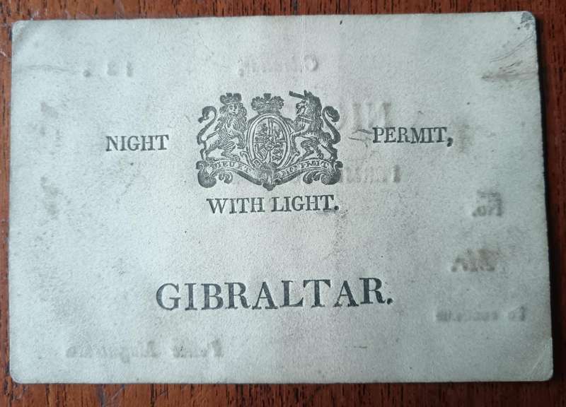 Very rare Night Pass Gibraltar 16 April 1836 during 1st Carlist War