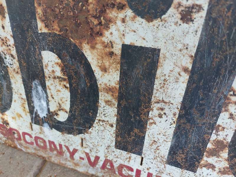 "MOBIL OIL" hand painted steel sign 30cm x 92cm x 3cm