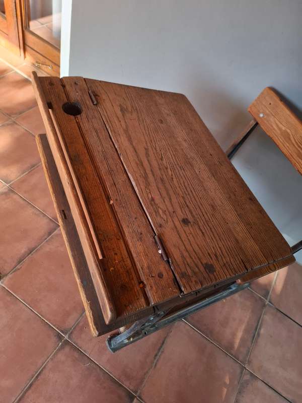 Vintage Cast Iron / Wood School Desk