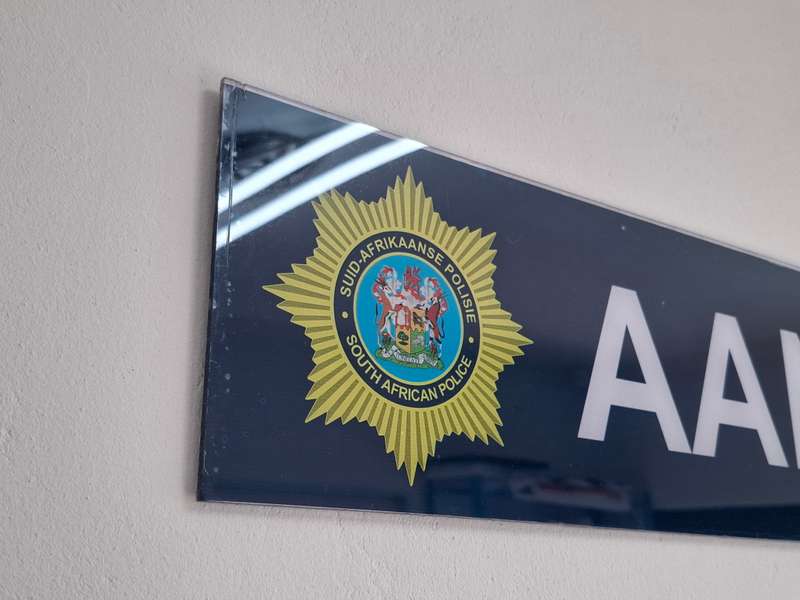 Perspex SAP "Aanklagkantoor" sign 1200mm x 140mm