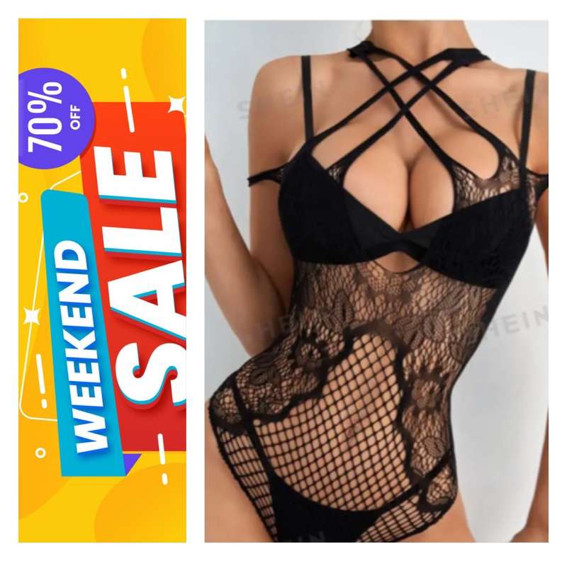 70% Off Sale : Black lace bodycon