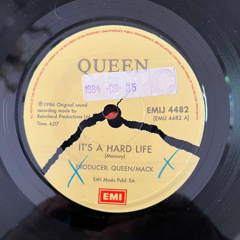 Queen - It's A Hard Life Vinyl 7 Inch Single South African Press