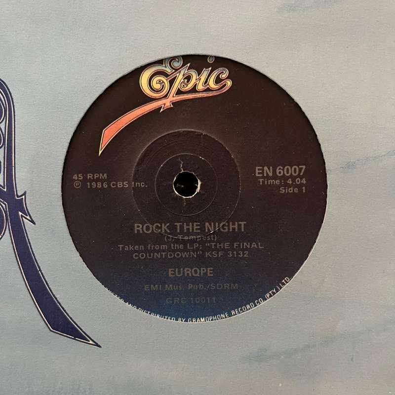 Europe - Rock The Night Vinyl 7 Inch Single South African Press