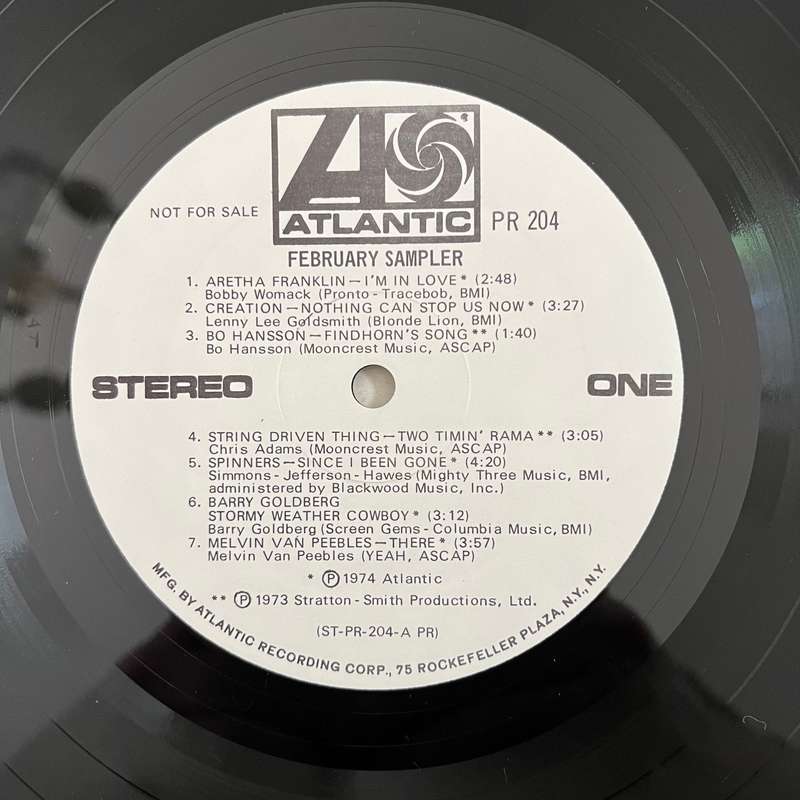 Atlantic February 1973 Sampler Promo Vinyl LP US Press Aretha Franklin Spinners