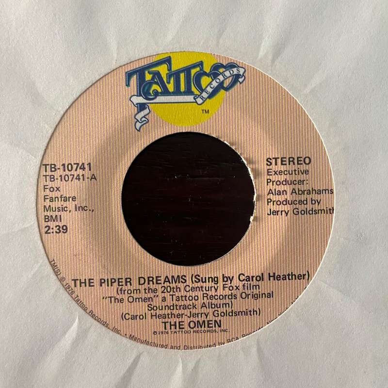Jerry Goldsmith - The Piper / The New Ambassador from The Omen Vinyl 7 Inch Single Rare US Promo
