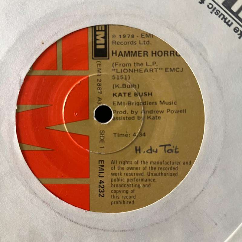 Kate Bush - Hammer Horror Vinyl 7 Inch Single South African Press