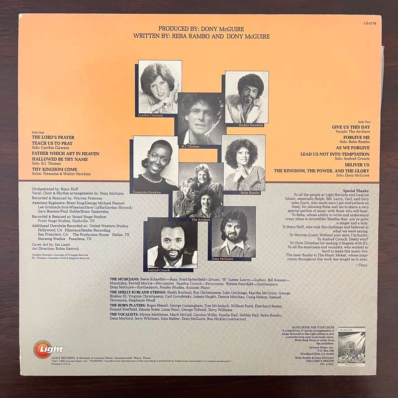 Reba Rambo & Dony McGuire - The Lords Prayer Vinyl LP US Press Funk Soul Gospel Andrae Crouch