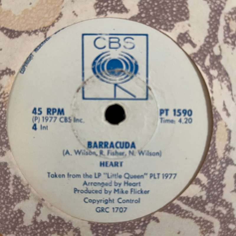 Heart - Barracuda Vinyl 7 Inch Single Rhodesian Press
