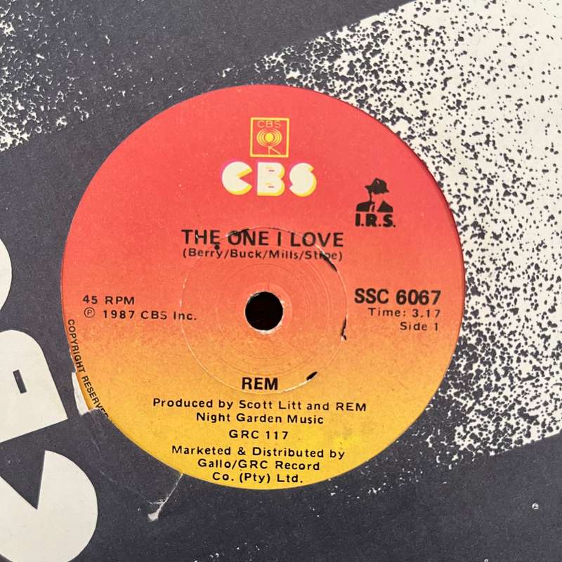 R.E.M. - The One I Love Vinyl 7 Inch Single South African Press