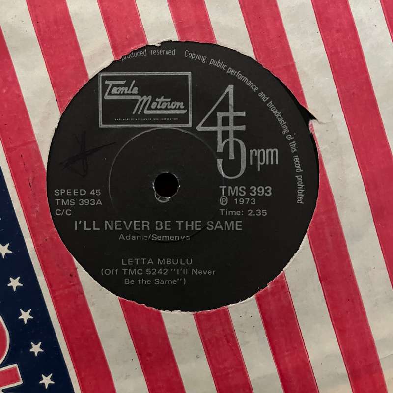 Letta Mbulu - I'll Never Be The Same Vinyl 7 Inch Single South African Soul