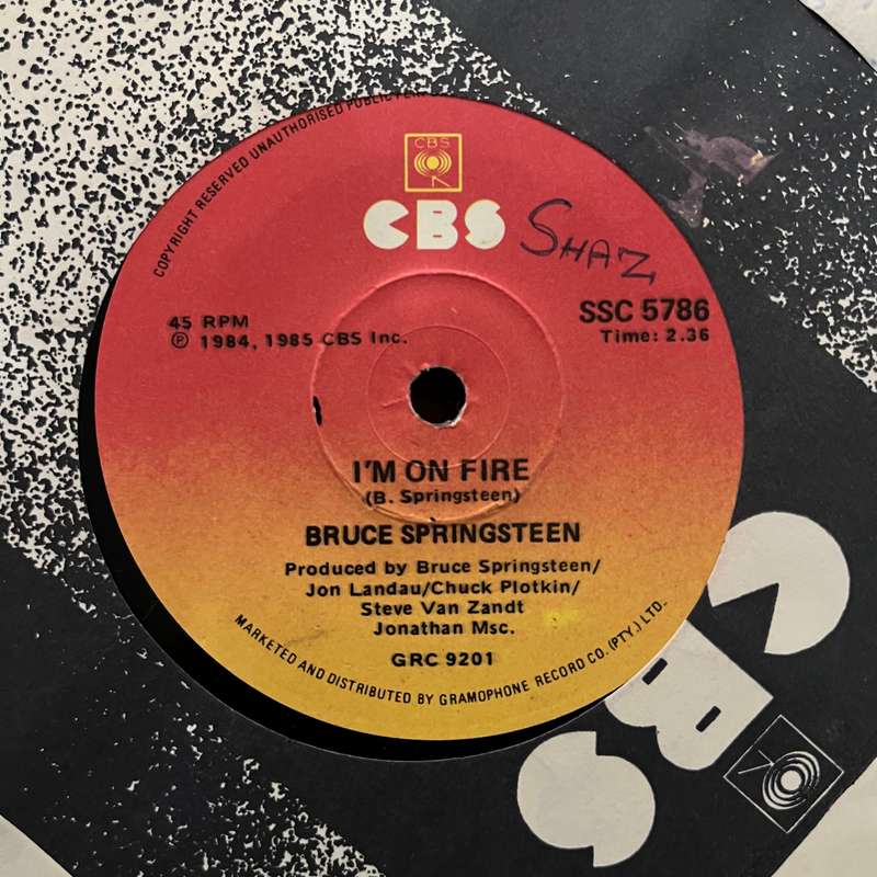 Bruce Springsteen - I'm On Fire Vinyl 7 Inch Single South African Press