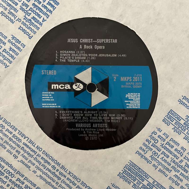 Jesus Christ Superstar (A Rock Opera) Vinyl 2LP Italian Press Ian Gillan Murray Head