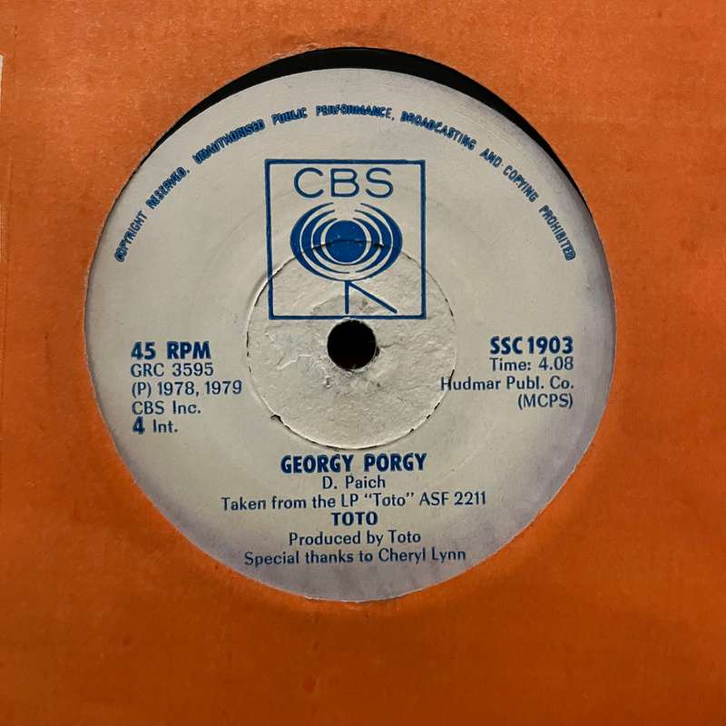 Toto - Georgy Porgy Vinyl 7 Inch Single Rare Zimbabwe Press