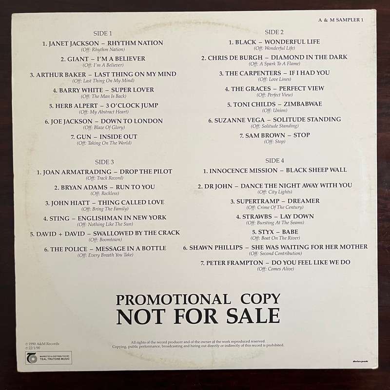 A&M Records - Mixing It With The Best Vinyl 2LP Rare Promo Janet Jackson Bryan Adams Supertramp