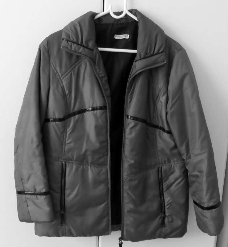 Ladies Charcoal jacket  with pattern  leather  -   Size  medium